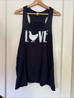 Bella Canvas Black Tank Top with White LOVE Chicken Graphic